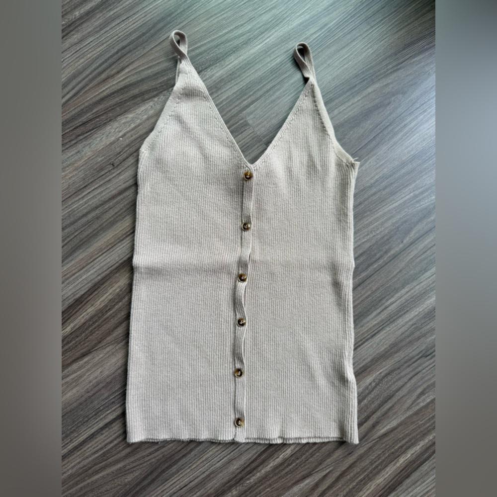 WISHLIST | Knit Cami Tank Top | Button Down | Beige | Size Small | NEVER WORN